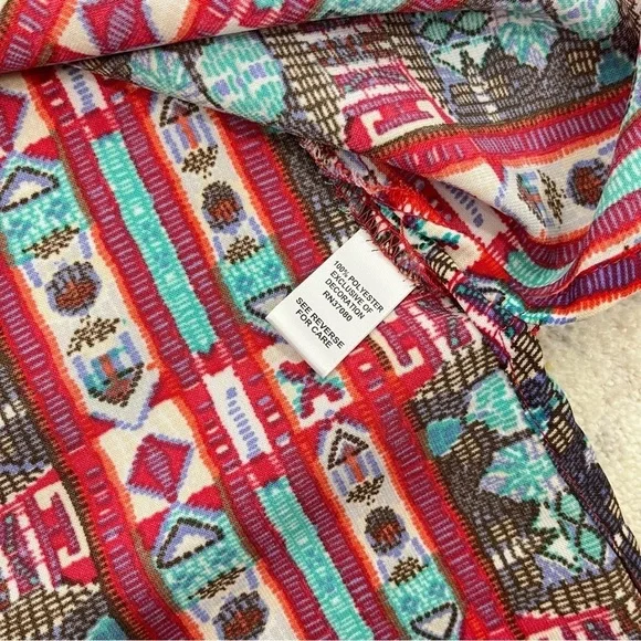 2/$25 CATO Red Bohemian Boho Tribal Western Lightweight Business Casual Blouse - Picture 11 of 14